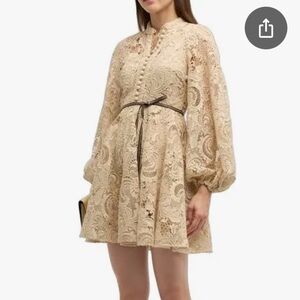 Zimmermann Waverly Lace Mini Dress - Taupe